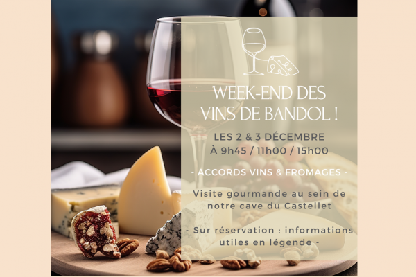 affiche activité vins et fromages pour le week-end des vins de bandol